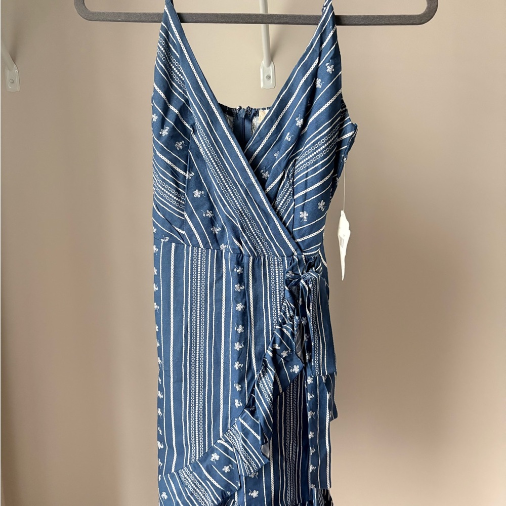 Altar'd State Navy Asymmetrical Dress with White Stripes